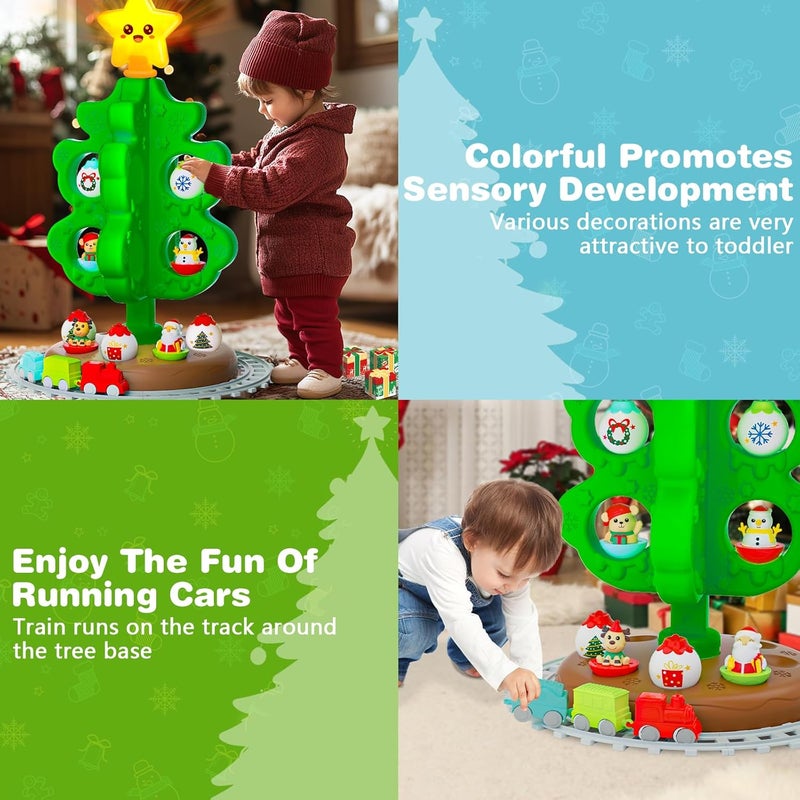 Handwell My First Christmas Tree for Kids, Light Up Star Musical Toy Toddler Christmas Tree Decoration Toy Set with Colorful Ornaments DIY Train&Track, Roly Poly Toys, Finger Puppets Xmas Gifts for Boys Girl - Image 2